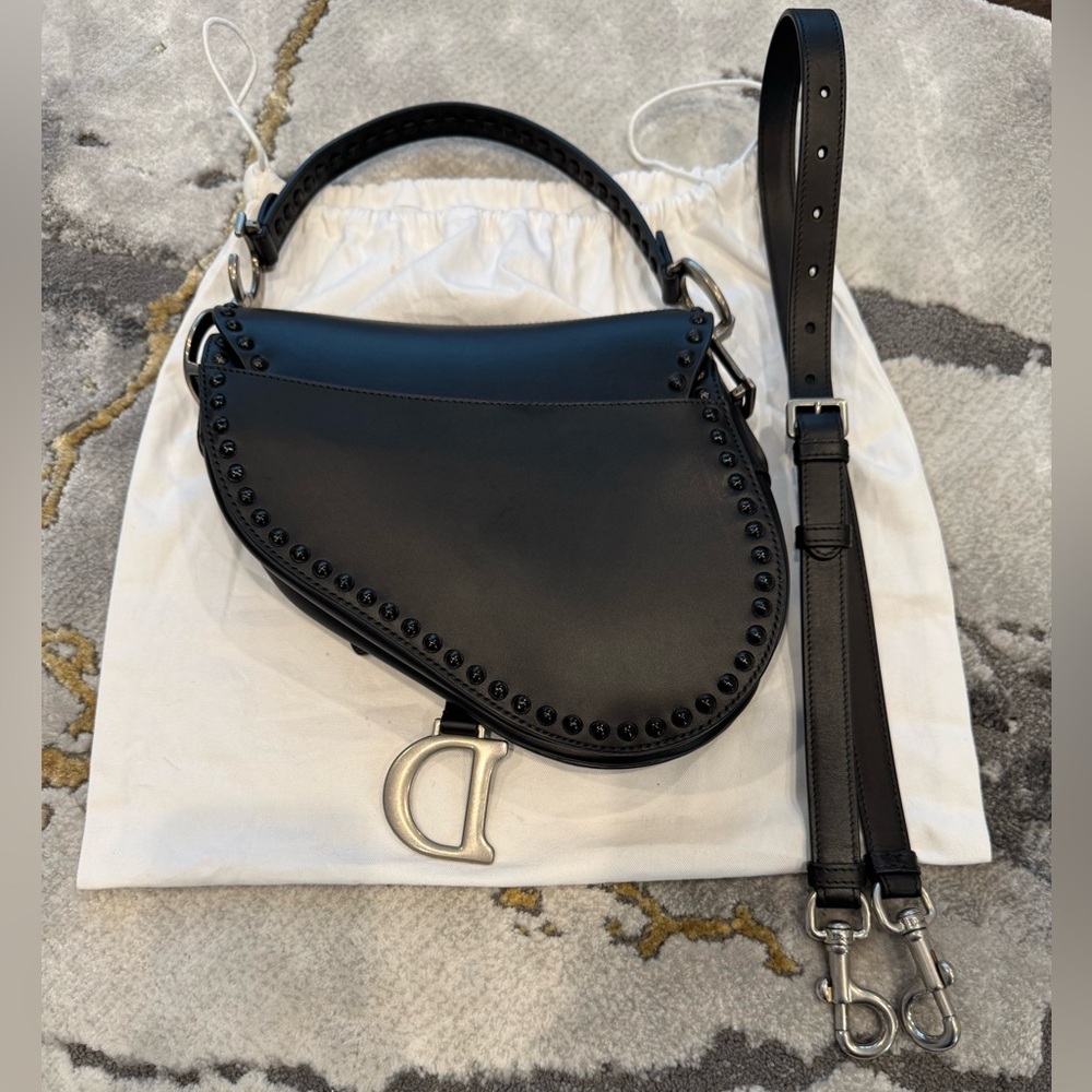 Dior RARE LIMITED EDITION Saddle Bag Studded Black Leather - Picture 11 of 15